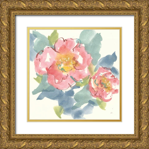 Peony in the Pink I Gold Ornate Wood Framed Art Print with Double Matting by Paschke, Chris