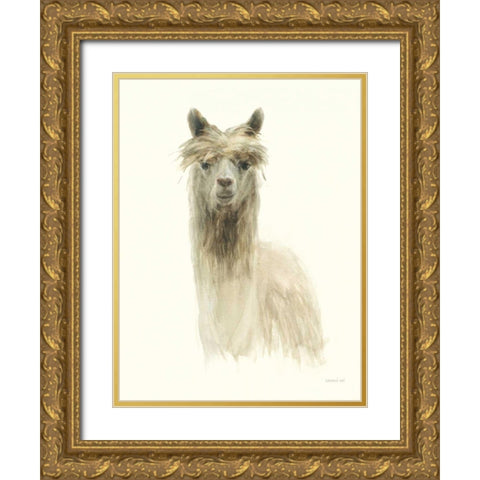 Classic Llamas I Gold Ornate Wood Framed Art Print with Double Matting by Nai, Danhui
