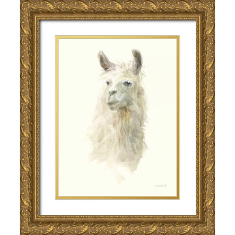 Classic Llamas II Gold Ornate Wood Framed Art Print with Double Matting by Nai, Danhui