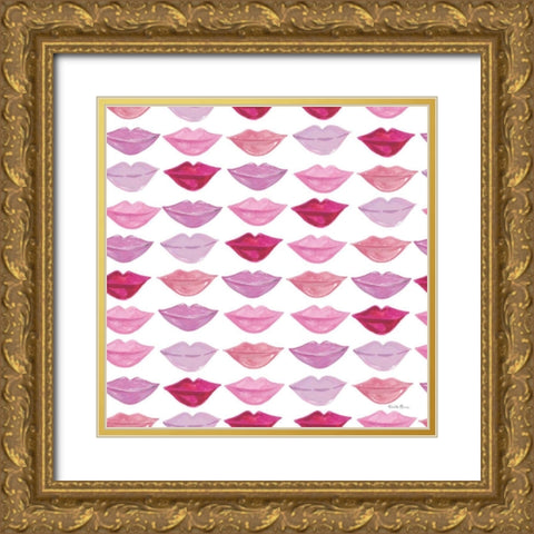 Think Pink Pattern VI Gold Ornate Wood Framed Art Print with Double Matting by Zaman, Farida