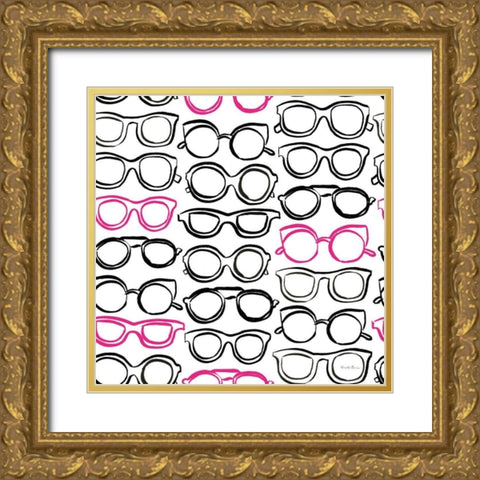 Think Pink Pattern VII Gold Ornate Wood Framed Art Print with Double Matting by Zaman, Farida