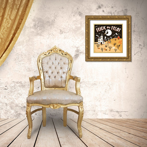 Spooky Village III Gold Ornate Wood Framed Art Print with Double Matting by Marshall, Laura