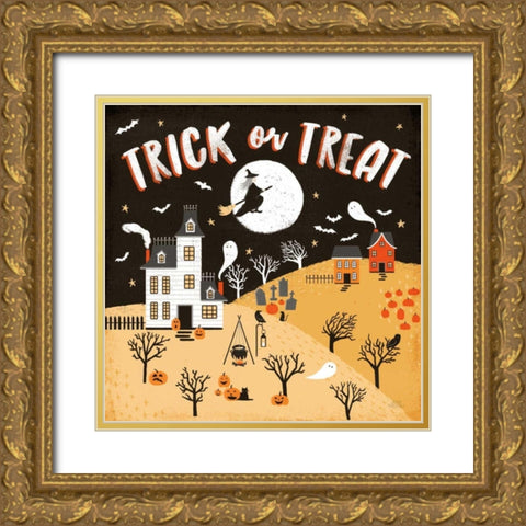 Spooky Village III Gold Ornate Wood Framed Art Print with Double Matting by Marshall, Laura