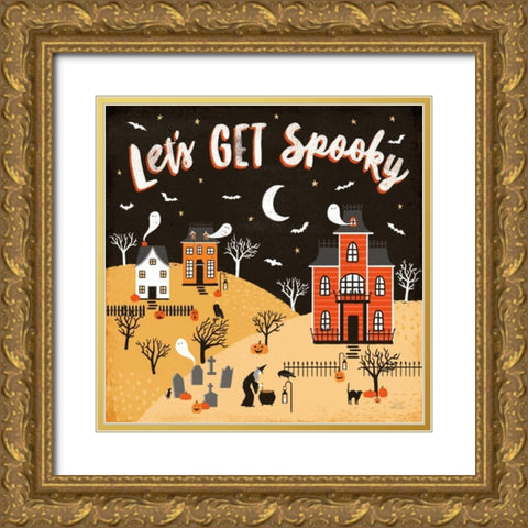 Spooky Village IV Gold Ornate Wood Framed Art Print with Double Matting by Marshall, Laura