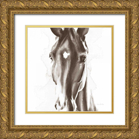 Le Cheval Noir Brown Crop Gold Ornate Wood Framed Art Print with Double Matting by Valle, Aimee Del