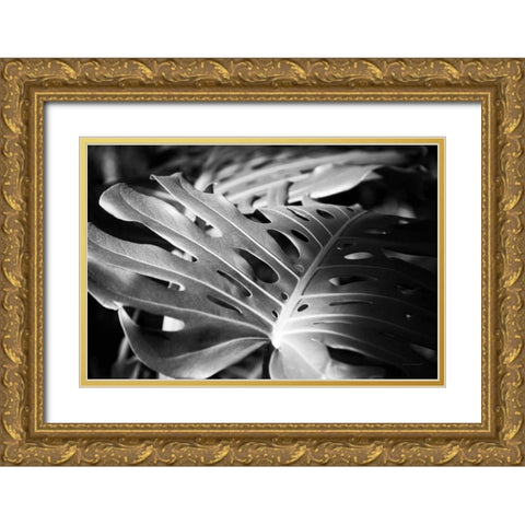 Philodendron Gold Ornate Wood Framed Art Print with Double Matting by Marshall, Laura