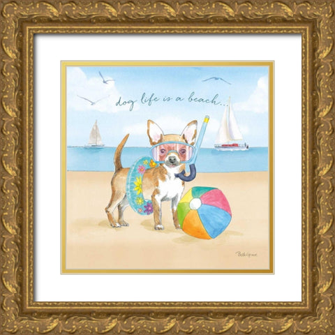 Summer Paws II Gold Ornate Wood Framed Art Print with Double Matting by Grove, Beth