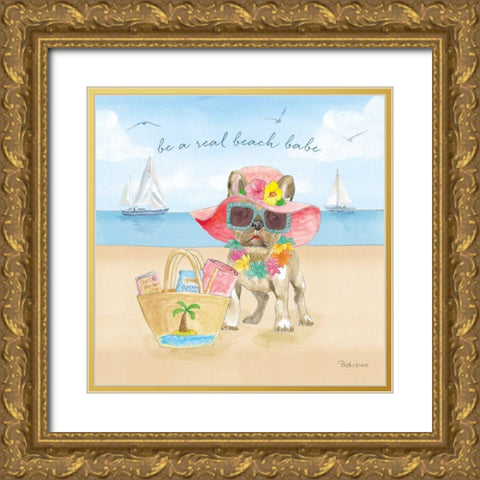 Summer Paws IV Gold Ornate Wood Framed Art Print with Double Matting by Grove, Beth