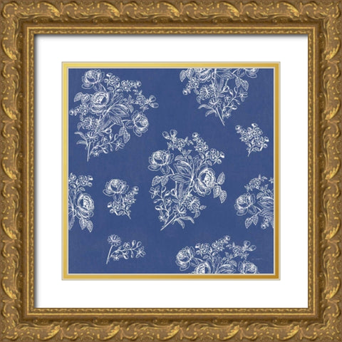 Toile Roses Pattern IA Gold Ornate Wood Framed Art Print with Double Matting by Schlabach, Sue