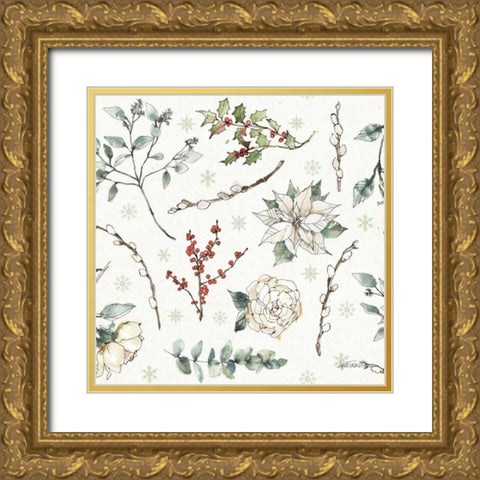 Modern Farmhouse Pattern IA Christmas Gold Ornate Wood Framed Art Print with Double Matting by Tavoletti, Anne