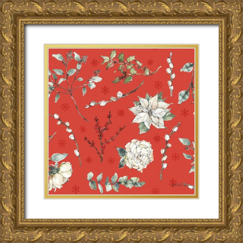 Modern Farmhouse Pattern IB Christmas Gold Ornate Wood Framed Art Print with Double Matting by Tavoletti, Anne