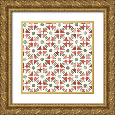 Modern Farmhouse Pattern IIA Christmas Gold Ornate Wood Framed Art Print with Double Matting by Tavoletti, Anne