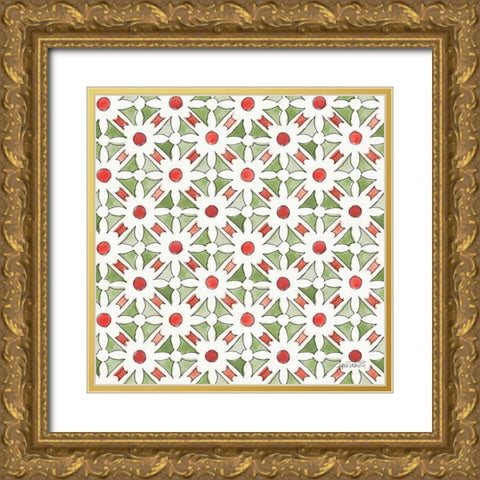 Modern Farmhouse Pattern IIB Christmas Gold Ornate Wood Framed Art Print with Double Matting by Tavoletti, Anne