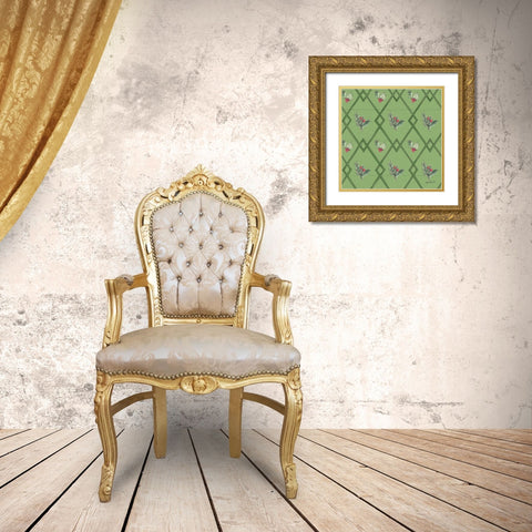 Modern Farmhouse Pattern IVD Christmas Gold Ornate Wood Framed Art Print with Double Matting by Tavoletti, Anne