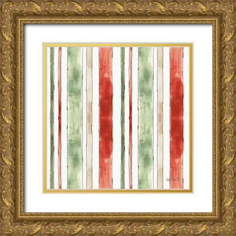 Modern Farmhouse Pattern V Christmas Gold Ornate Wood Framed Art Print with Double Matting by Tavoletti, Anne