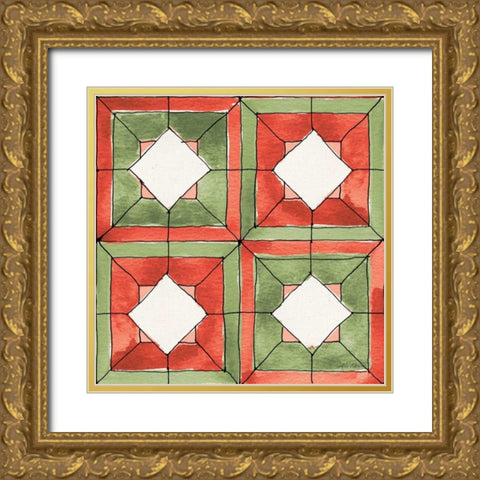 Modern Farmhouse Pattern VI Christmas Gold Ornate Wood Framed Art Print with Double Matting by Tavoletti, Anne