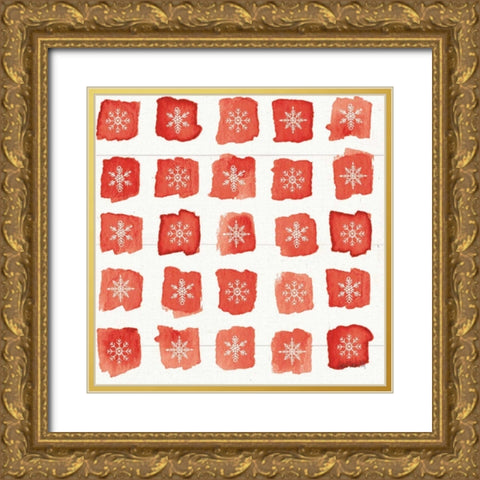 Modern Farmhouse Pattern VIIIA Christmas Gold Ornate Wood Framed Art Print with Double Matting by Tavoletti, Anne