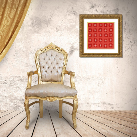 Modern Farmhouse Pattern VIIIC Christmas Gold Ornate Wood Framed Art Print with Double Matting by Tavoletti, Anne