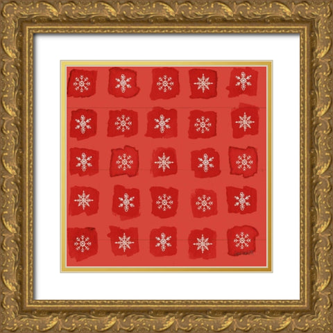 Modern Farmhouse Pattern VIIIC Christmas Gold Ornate Wood Framed Art Print with Double Matting by Tavoletti, Anne