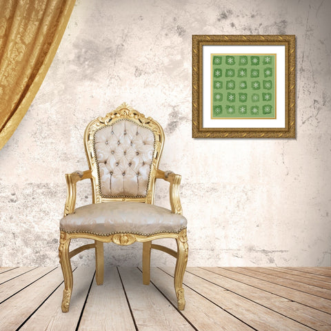 Modern Farmhouse Pattern VIIID Christmas Gold Ornate Wood Framed Art Print with Double Matting by Tavoletti, Anne