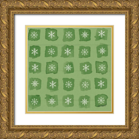 Modern Farmhouse Pattern VIIID Christmas Gold Ornate Wood Framed Art Print with Double Matting by Tavoletti, Anne