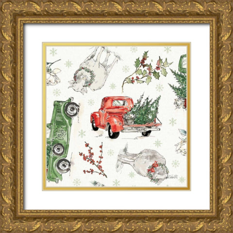 Modern Farmhouse Pattern IX Christmas Gold Ornate Wood Framed Art Print with Double Matting by Tavoletti, Anne