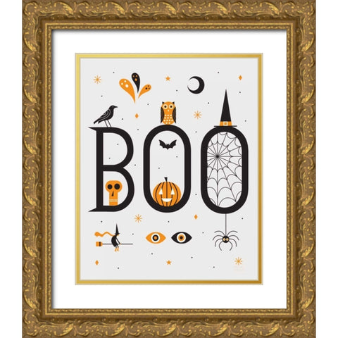 Festive Fright Boo Gold Ornate Wood Framed Art Print with Double Matting by Mullan, Michael
