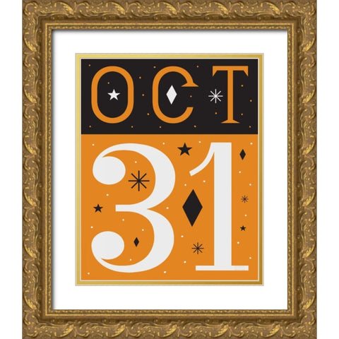Festive Fright October 31 I Gold Ornate Wood Framed Art Print with Double Matting by Mullan, Michael