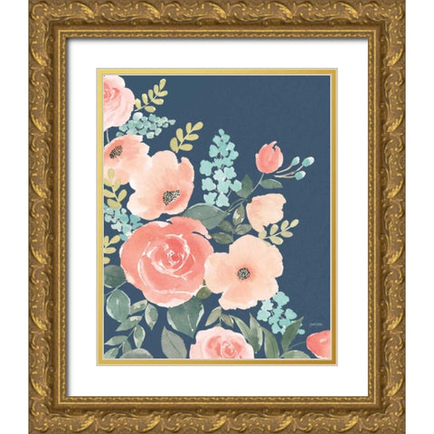Blooming Delight I Sage Gold Ornate Wood Framed Art Print with Double Matting by Jackson, Jenaya