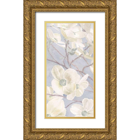 Breezy Blossoms I Sage Gold Ornate Wood Framed Art Print with Double Matting by Wiens, James