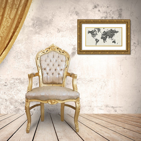 Kami Map - No Border Gold Ornate Wood Framed Art Print with Double Matting by Lovell, Kathrine