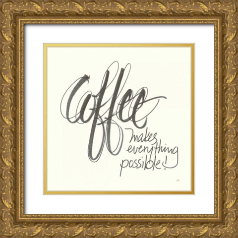 Coffee Sayings IV Gold Ornate Wood Framed Art Print with Double Matting by Paschke, Chris