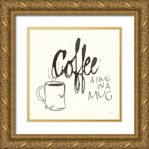 Coffee Sayings V Gold Ornate Wood Framed Art Print with Double Matting by Paschke, Chris