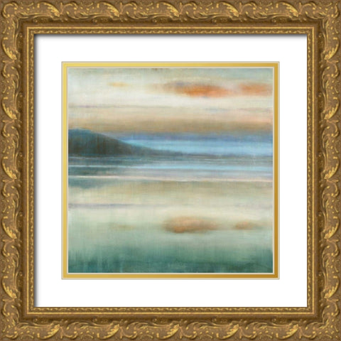 Coastal Sunset Gold Ornate Wood Framed Art Print with Double Matting by Nai, Danhui