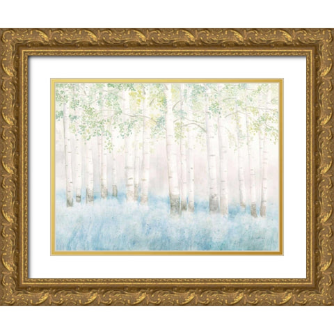 Soft Birches Gold Ornate Wood Framed Art Print with Double Matting by Wiens, James
