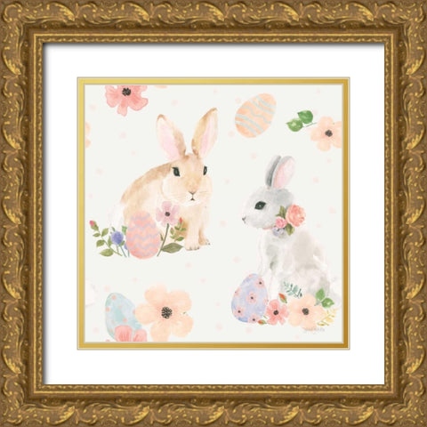 Spring Sentiments Pattern IIIB Eggs Gold Ornate Wood Framed Art Print with Double Matting by Jackson, Jenaya