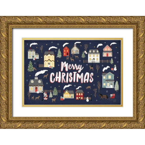 Christmas Village I Gold Ornate Wood Framed Art Print with Double Matting by Marshall, Laura