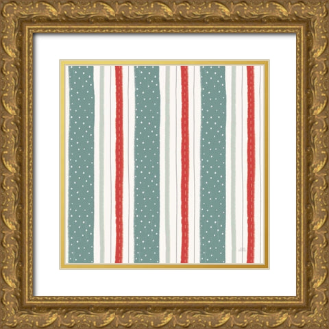Christmas Village Pattern IIA Gold Ornate Wood Framed Art Print with Double Matting by Marshall, Laura