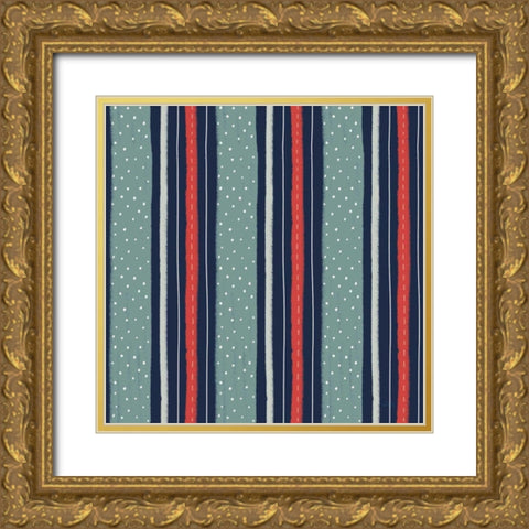 Christmas Village Pattern IIB Gold Ornate Wood Framed Art Print with Double Matting by Marshall, Laura