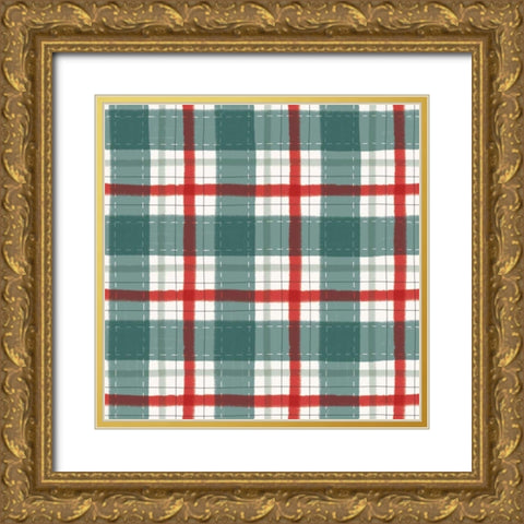 Christmas Village Pattern IV Gold Ornate Wood Framed Art Print with Double Matting by Marshall, Laura