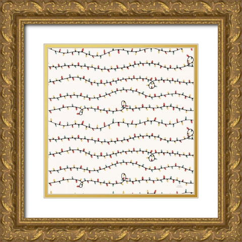 Christmas Village Pattern V Gold Ornate Wood Framed Art Print with Double Matting by Marshall, Laura