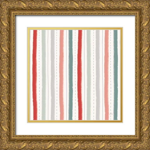 Christmas Village Pattern VII Gold Ornate Wood Framed Art Print with Double Matting by Marshall, Laura