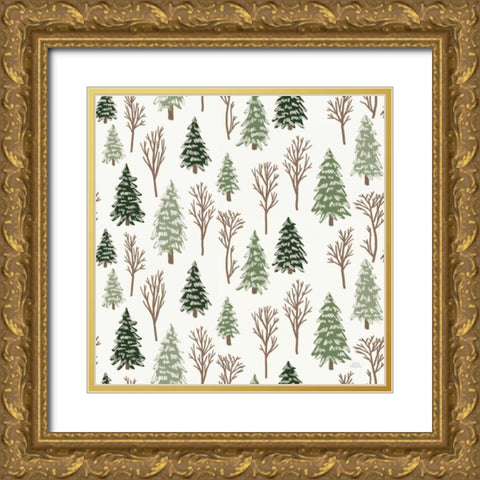 Christmas Village Pattern X Gold Ornate Wood Framed Art Print with Double Matting by Marshall, Laura