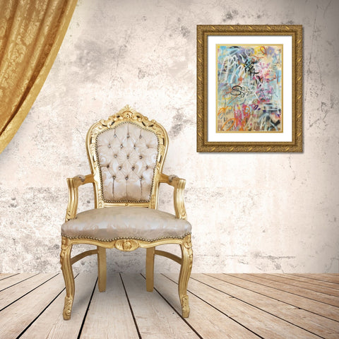 Graffiti Love Gold Ornate Wood Framed Art Print with Double Matting by Nai, Danhui