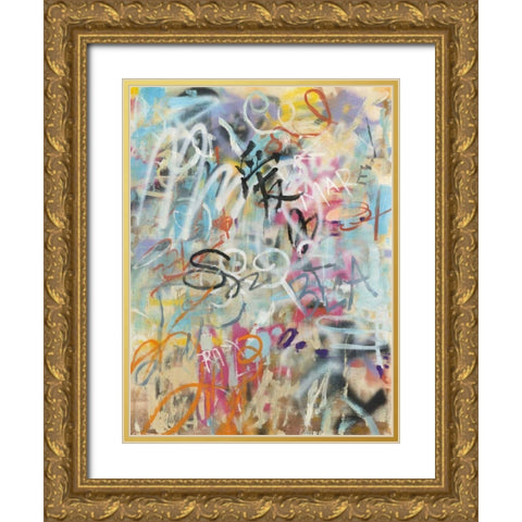 Graffiti Love Gold Ornate Wood Framed Art Print with Double Matting by Nai, Danhui