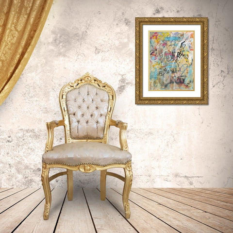 Graffiti Freedom Gold Ornate Wood Framed Art Print with Double Matting by Nai, Danhui