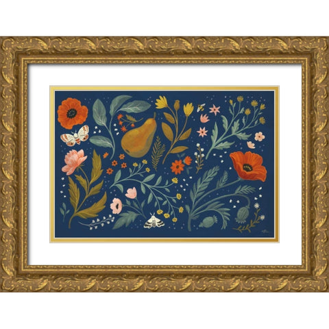 Blue Botanical I Gold Ornate Wood Framed Art Print with Double Matting by Penner, Janelle