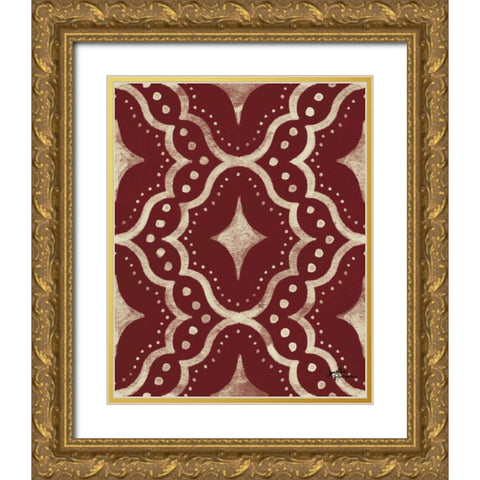 Blue Botanical Pattern IVB Gold Ornate Wood Framed Art Print with Double Matting by Penner, Janelle