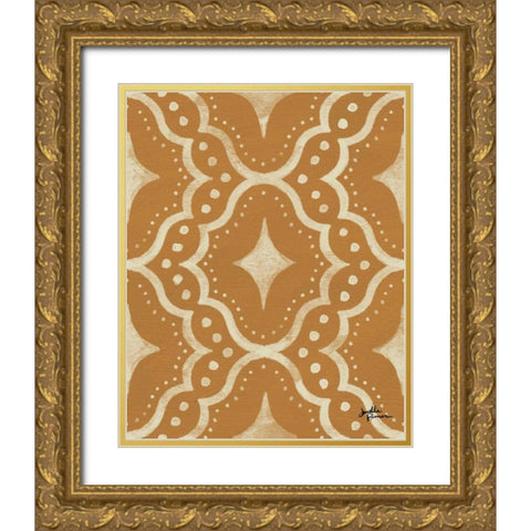 Blue Botanical Pattern IVC Gold Ornate Wood Framed Art Print with Double Matting by Penner, Janelle