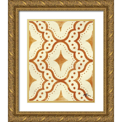 Blue Botanical Pattern VB Gold Ornate Wood Framed Art Print with Double Matting by Penner, Janelle